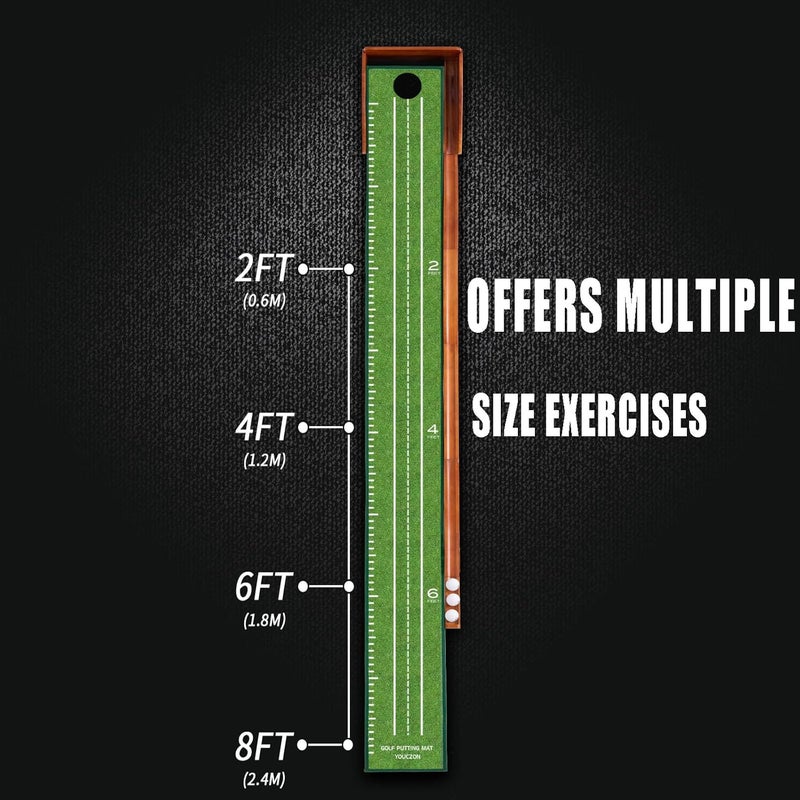 YOUCZON Putting Green Indoor,Golf Putting Mat with Auto Ball Return,Premium Crystal Velvet Surface, Practice Putting mat, Perfect Training Aid & Gift for Golf Lovers Christmas - Image 2